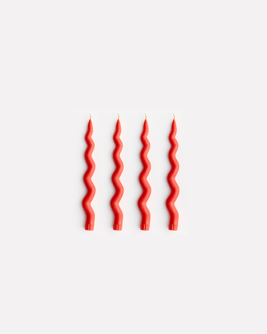 Wavy Taper Candle Set in Lipstick
