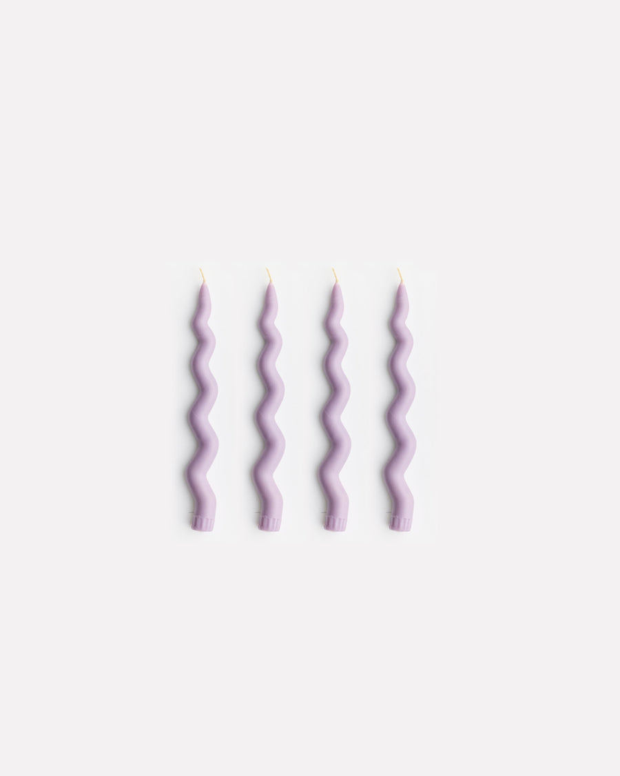 Wavy Taper Candle Set in Heather