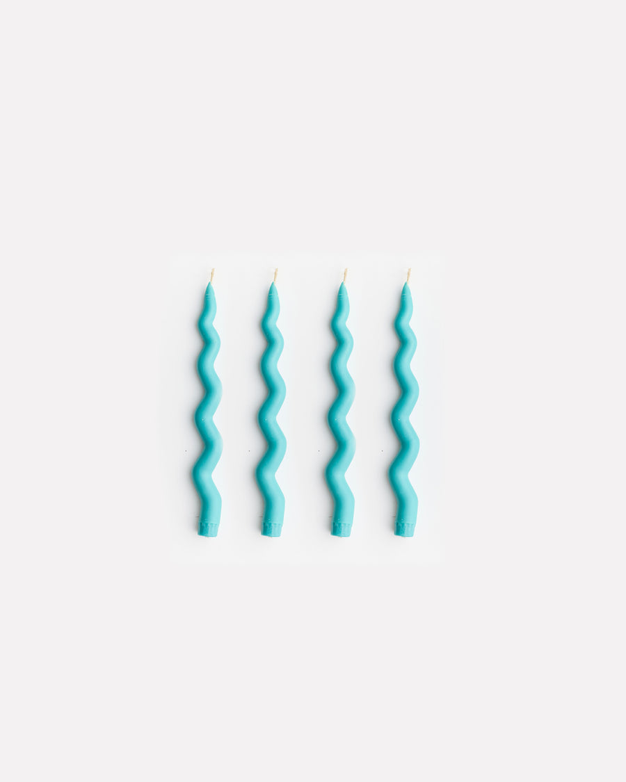 Wavy Taper Candle Set in Turquoise