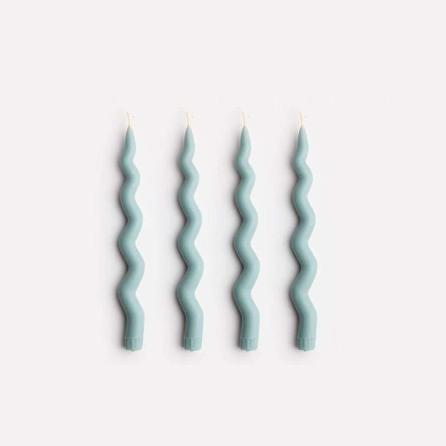 Wavy Taper Candle Set in Jade