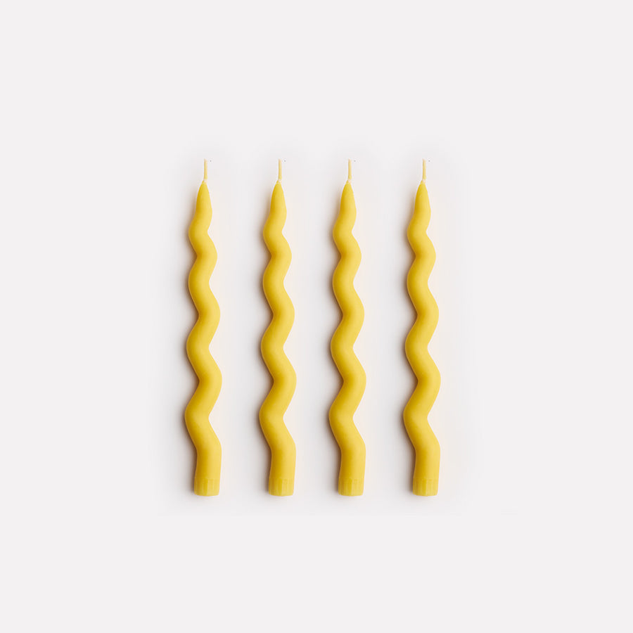 Wavy Taper Candle Set in Zest