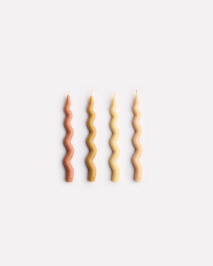 Wavy Taper Candle Set in Sunbake